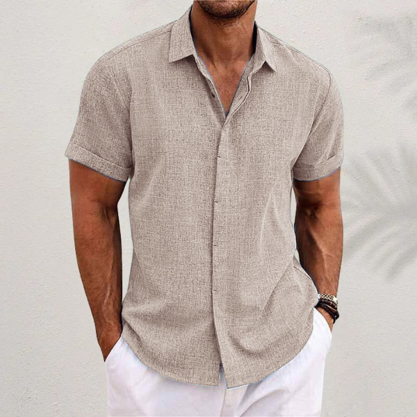 Variant image for Oliver - Heren Korte Mouwen Linnen Shirt i Premium Bomuldsblanding til Sommerkomfort-37