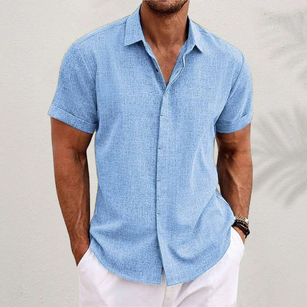Variant image for Oliver - Heren Korte Mouwen Linnen Shirt i Premium Bomuldsblanding til Sommerkomfort-25