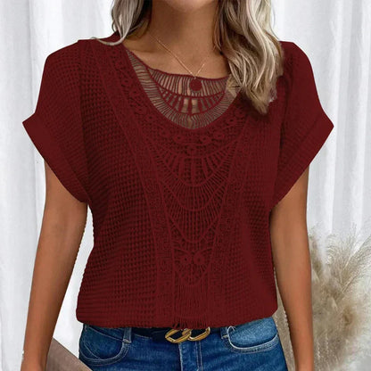 Variant image for Karin - Elegant Bluse Med Blondedetaljer Til Kvinder, Let Og Åndbar Fashion-41