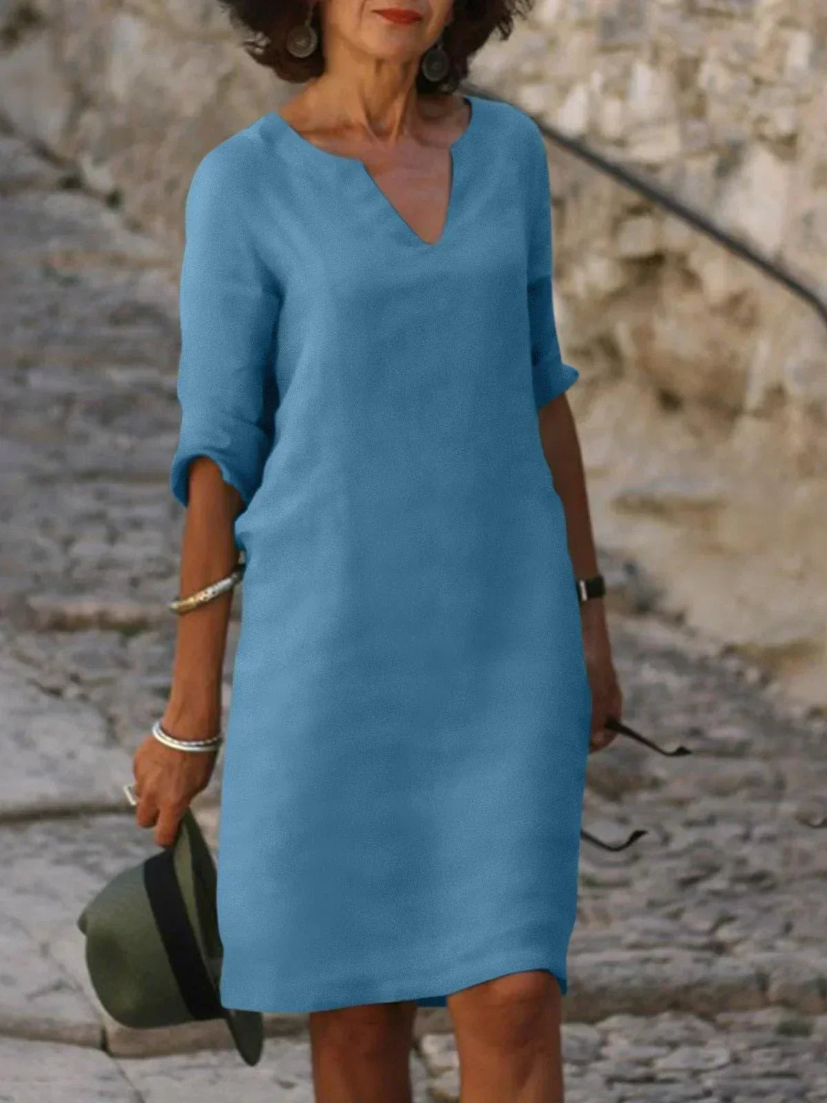 Variant image for Josette - Elegant V-hals Kjole i Silke og Chiffon Med Flatterende Pasform-49