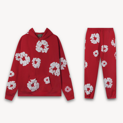 Gabriel - Unisex Hoodie Og Jogger Sæt Med Blomsterdesign I Premium Bomuldsblanding