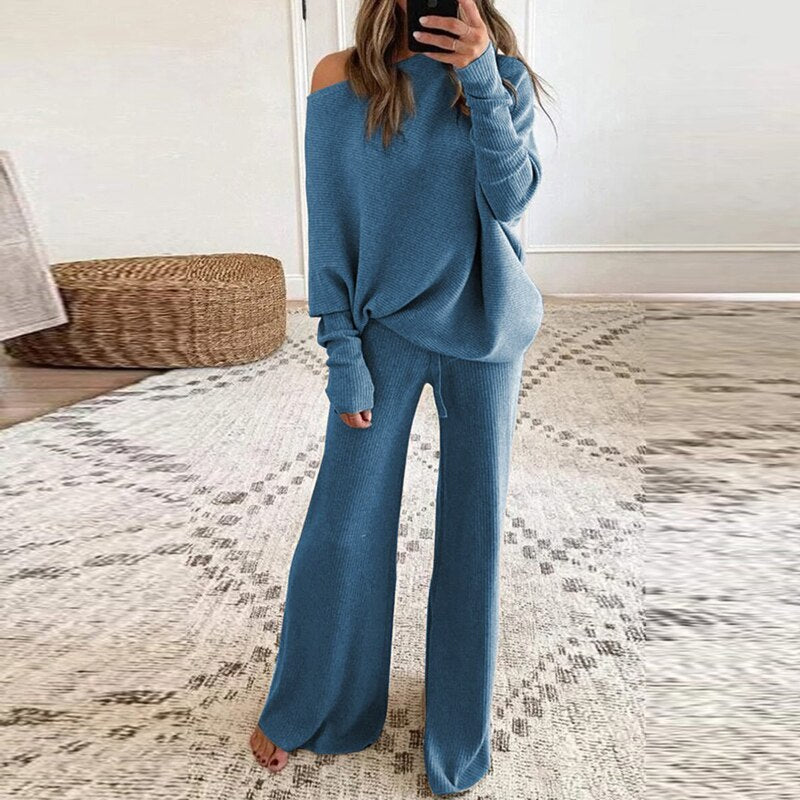 Variant image for Komfortabel Loungewear Sæt til Kvinder - Letvægts Løs Top og Bukser-19