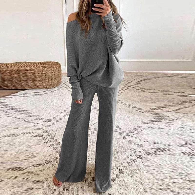 Variant image for Komfortabel Loungewear Sæt til Kvinder - Letvægts Løs Top og Bukser-13