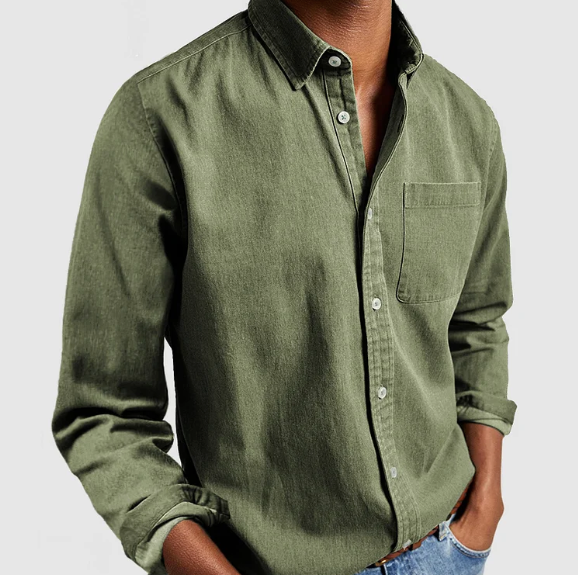 Variant image for Premium Denim Skjorte Herre - Blød Katoonsmix med Klassisk Button-Down Design-7