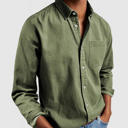 Variant image for Premium Denim Skjorte Herre - Blød Katoonsmix med Klassisk Button-Down Design-7