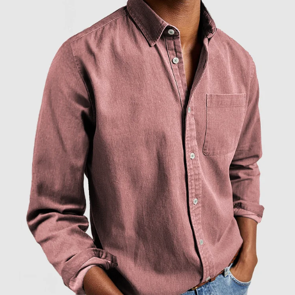 Premium Denim Skjorte Herre - Blød Katoonsmix med Klassisk Button-Down Design-2