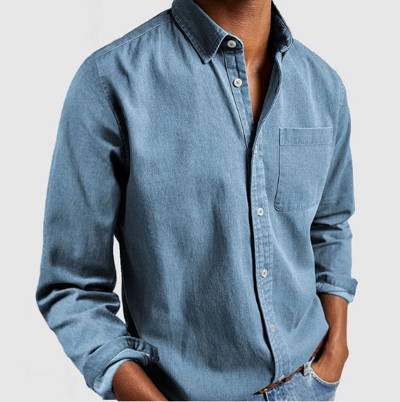 Variant image for Premium Denim Skjorte Herre - Blød Katoonsmix med Klassisk Button-Down Design-19