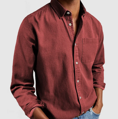 Premium Denim Skjorte Herre - Blød Katoonsmix med Klassisk Button-Down Design-5