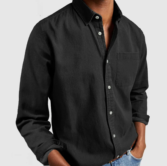 Variant image for Premium Denim Skjorte Herre - Blød Katoonsmix med Klassisk Button-Down Design-31