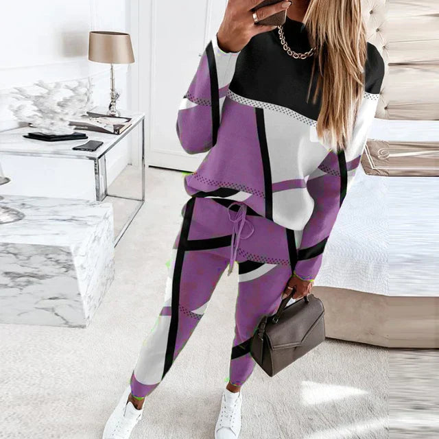 Variant image for Elegant Geometrisk Loungewear Sæt til Kvinder - Komfortabelt 2-delt Outfit-7