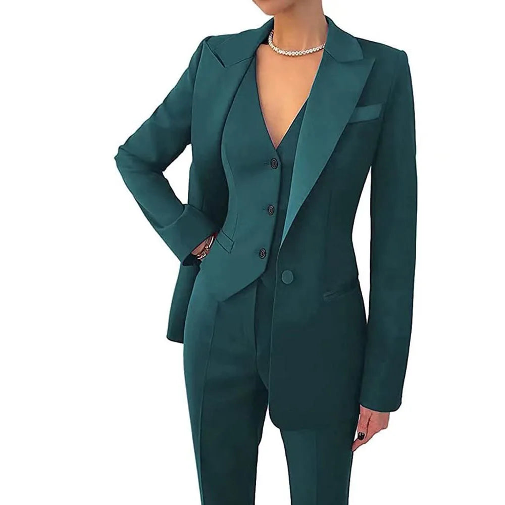 Variant image for Elegant 3-Delt Damesæt Med Blazer, Vest Og Slim-Fit Bukser - Tidsløs Stil-11