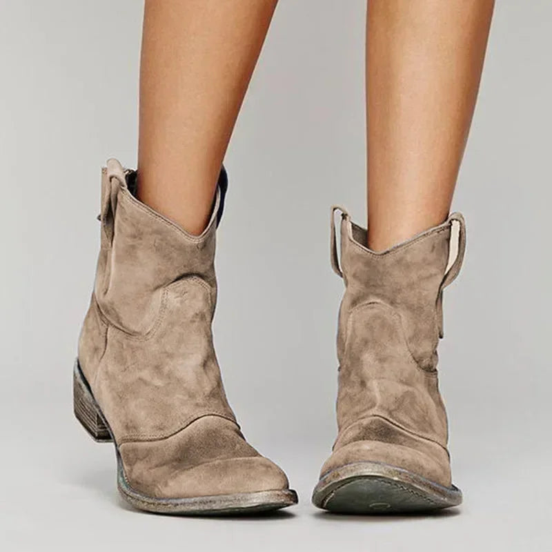 Variant image for Vintage Cowboy Suede Ankelstøvler til Kvinder - Tidløs Elegance og Komfort-1