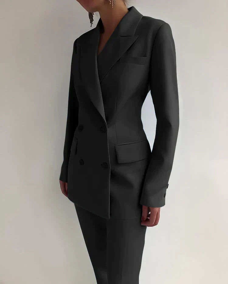 Variant image for Elegant Kvinder Blazer Sæt Med Dobbeltknap Design - Flatterende Pasform, Komfortabelt Materiale-6