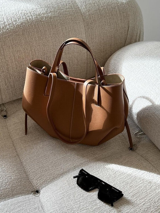 Elegant Læder Tote Taske - Rummelig, Holdbar med Aftagelig Skulderrem