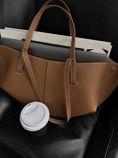 Elegant Læder Tote Taske - Rummelig, Holdbar med Aftagelig Skulderrem