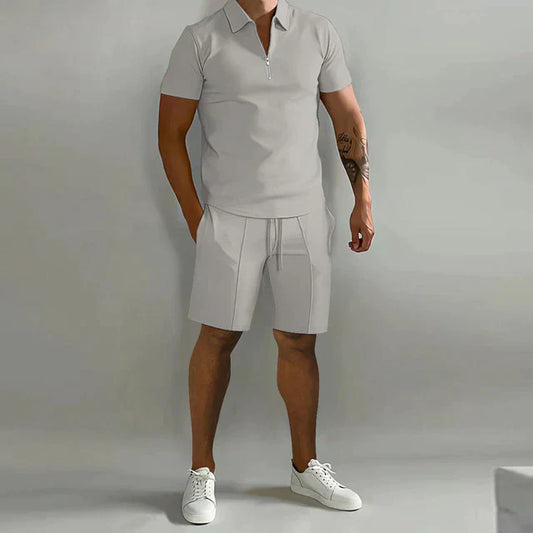 Elegant Herre Polo Og Shorts Sæt - Letvægts, Flatterende Og Komfortabel Sommerbeklædning-1