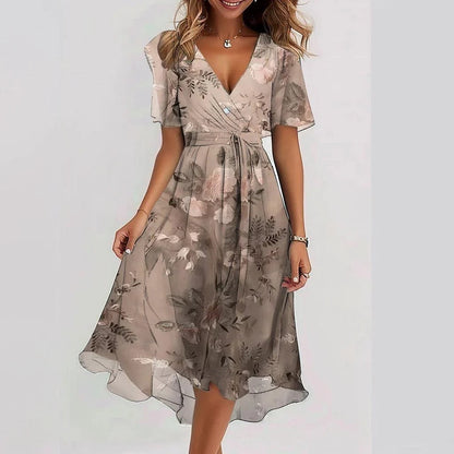 Variant image for Linne - Elegant Floral Midi Kjole med Flatterende Pasform til Kvinder-33