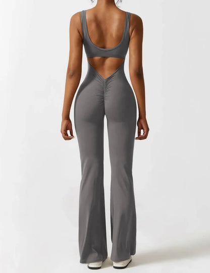Variant image for Elegant Buksedragt - Flared V-Back Jumpsuit med Komfort og Stil-25