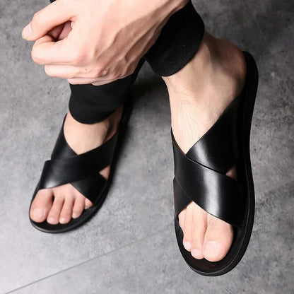 Raul - Casual Læder Sandaler med Non-Slip Sål til Mænd - Komfortable til Dagligt Brug-2