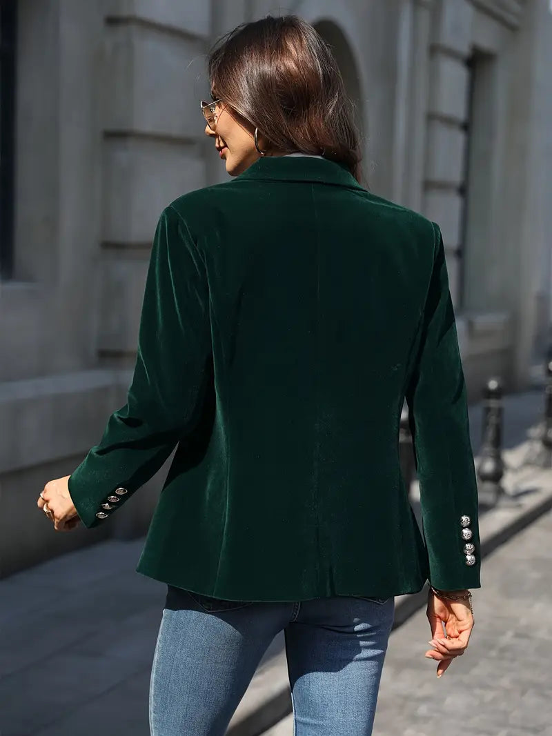 NORA - Elegant Damesblazer i Blødt Fløjl med Flatterende Pasform til Alle Anledninger