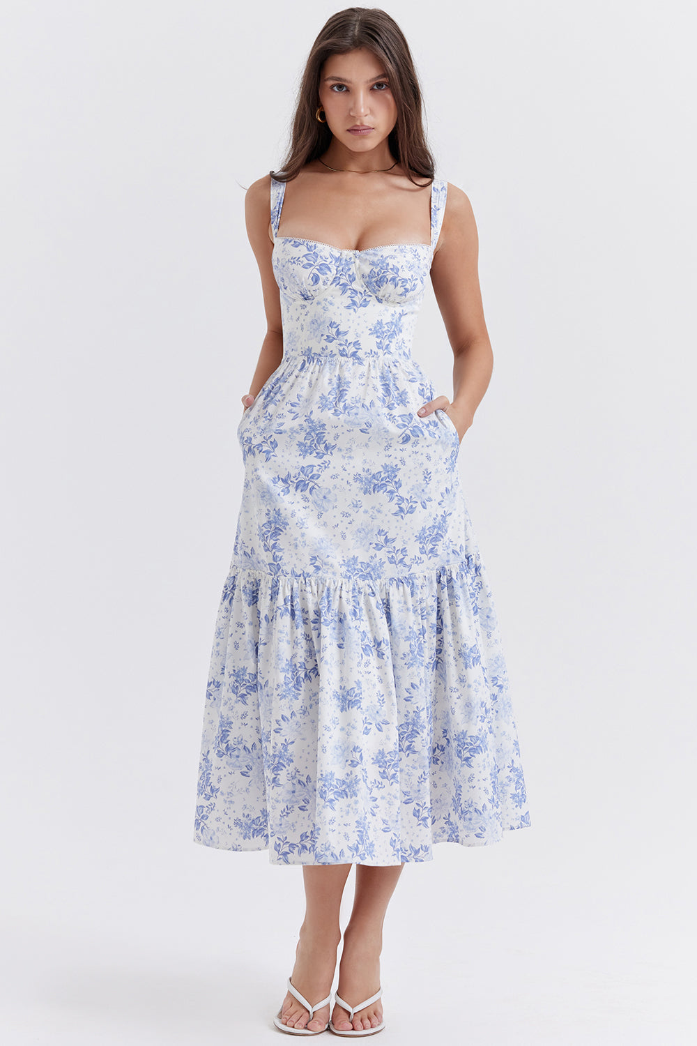 Variant image for Blomster Midi Sommerkjole - Letvægts, Komfortabel og Stilfuld Kjole til Sommer-13