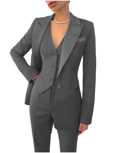 Variant image for Elegant 3-Delt Damesæt Med Blazer, Vest Og Slim-Fit Bukser - Tidsløs Stil-16
