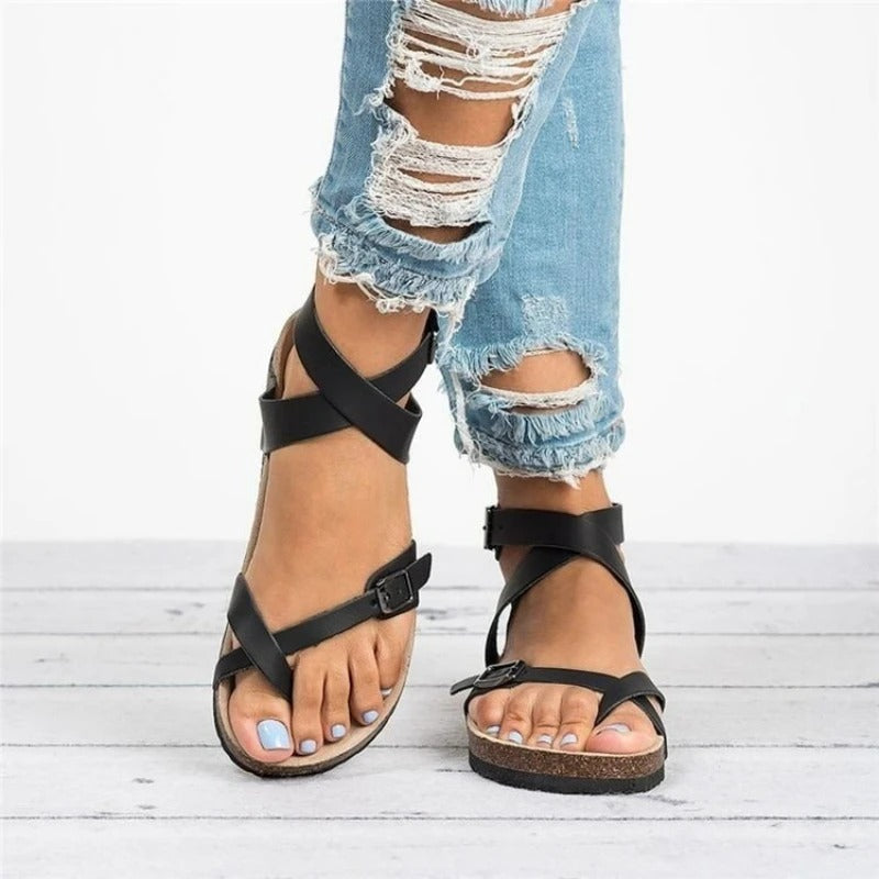 SOLÈNE – Sandaler i Elegant Faux Læder med Justerbar Spænde