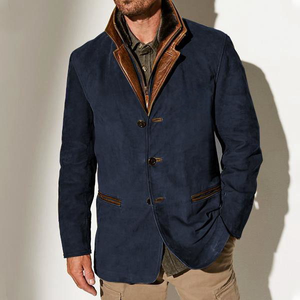 Variant image for Premium Suede Herre Jakke med Lædertrim - Struktureret Pasform og Klassisk Design-6