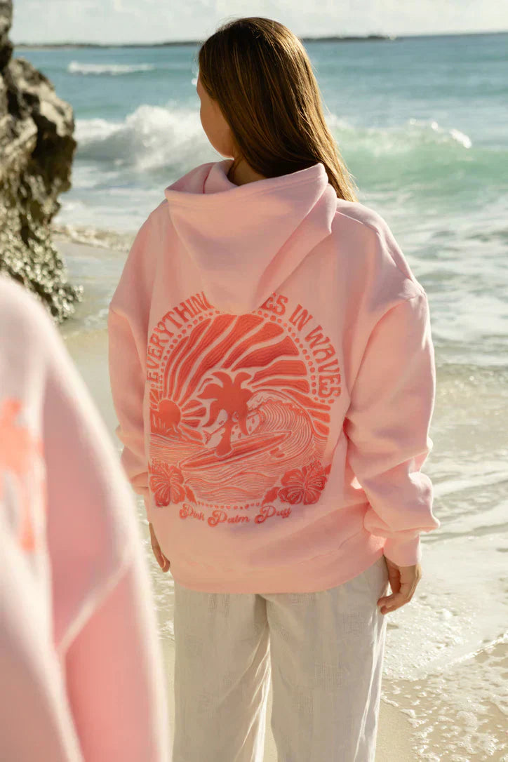 Strandinspireret Oversized Hættetrøje til Kvinder - Komfortabel og Trendy Bølgedesign-1