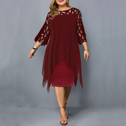 Elegant Plus Size Midi Kjole - Flatterende Festkjole Til Bryllup og Fest-2