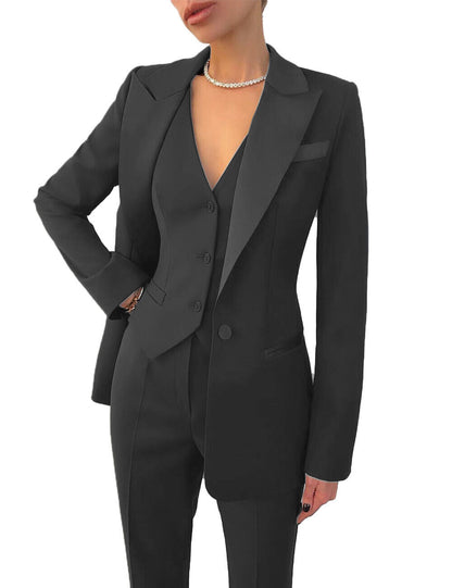 Jade - Elegant 3-Delt Damesæt Med Blazer, Vest Og Slim-Fit Bukser - Tidsløs Stil
