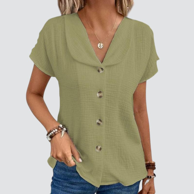 Elena - Elegant Bluse i Åndbart Materiale til Komfort og Stil