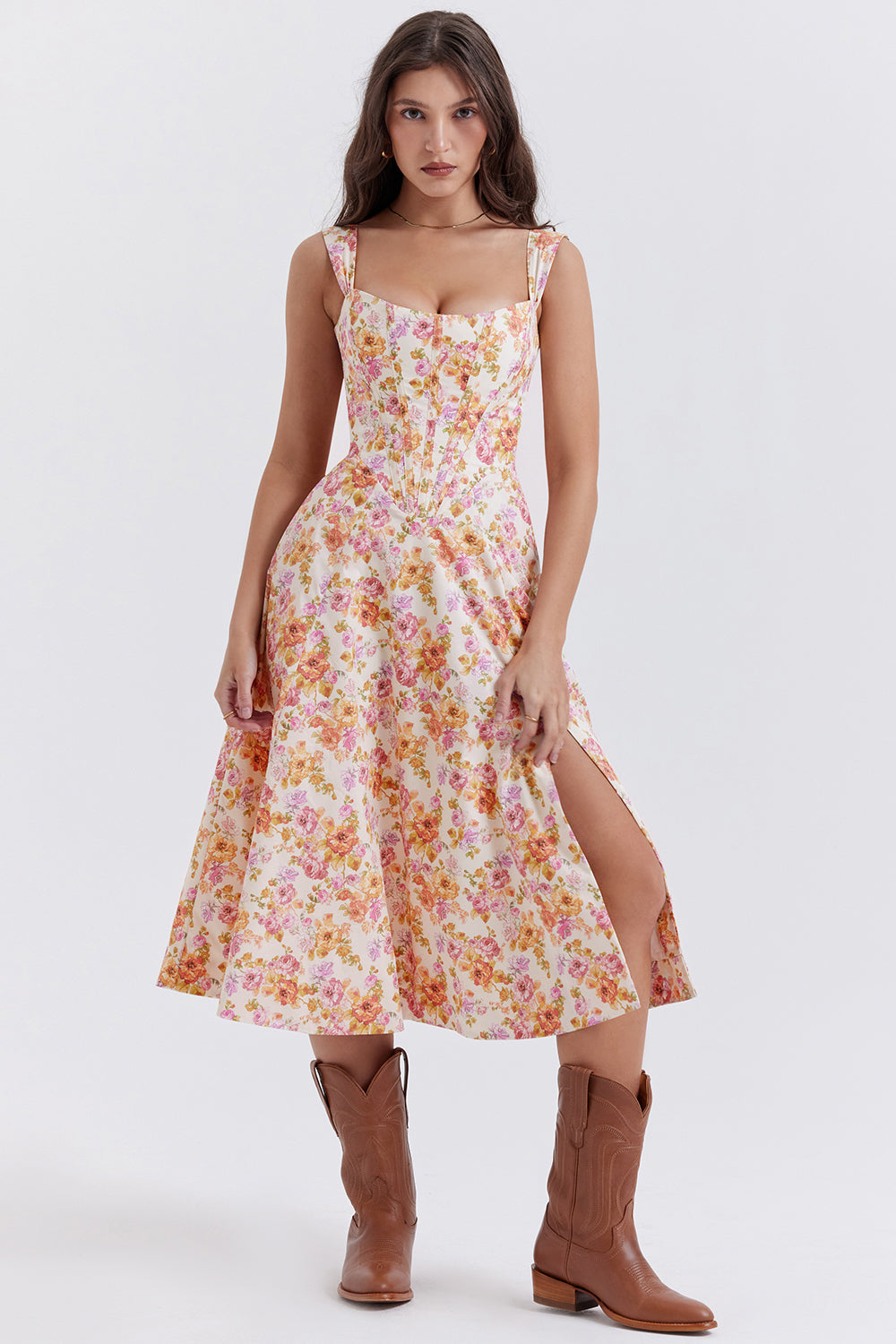 Variant image for Blomster Midi Sommerkjole - Letvægts, Komfortabel og Stilfuld Kjole til Sommer-7