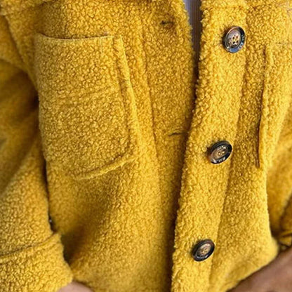Filipa - Sort Uldjakke Dame Med Reversibel Hals og Dekorative Knapper