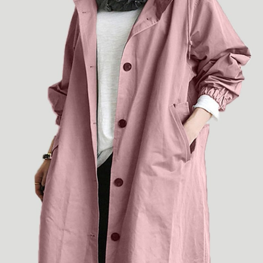 Elegant Vandtæt Trenchcoat Til Kvinder - Stilfuld Lang Jakke Med Praktiske Lommer-1